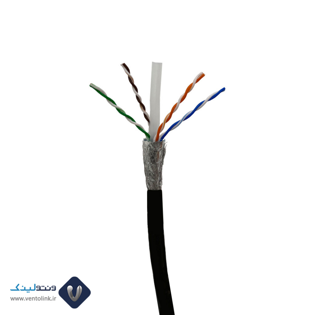کابل شبکه Cat6 SFTP outdoor روکش PE تست پرمننت حلقه چوبی 305m تولید ایران